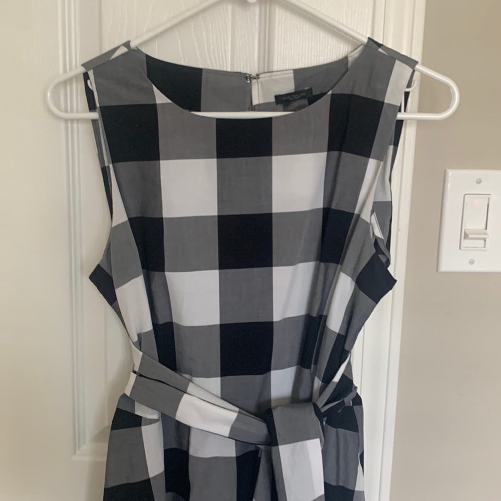 Ann Taylor Factory Black and Gray Buffalo Check Sleeveless Dress